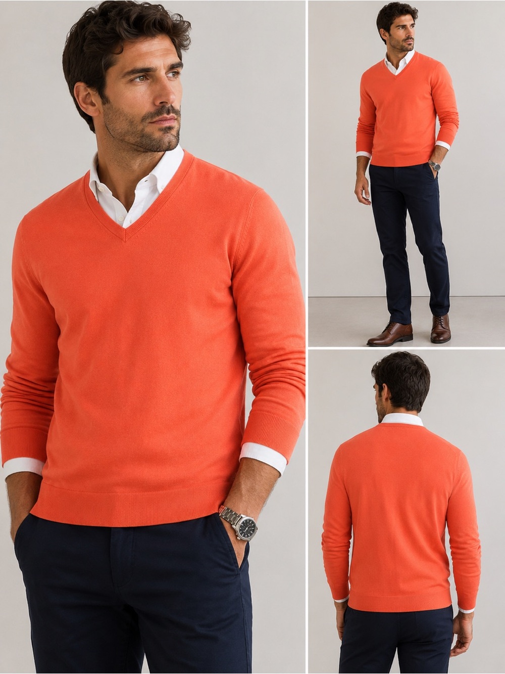 Adidas Designer Orange V-Neck Sweater – Men’s Size Large
